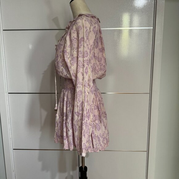 Hemant and Nandita Sequin Paisley Print Purple Mini Dress Size L - Picture 8 of 17